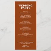 Minimalistische Elegante Rust Terracotta Trouwflat Programmakaart (Achterkant)