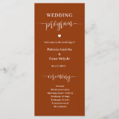 Minimalistische Elegante Rust Terracotta Trouwflat Programmakaart (Voorkant)