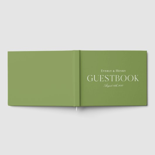 Minimalistische elegante Sage Green bruiloft Gastenboek (Volledig)