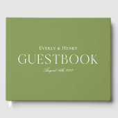 Minimalistische elegante Sage Green bruiloft Gastenboek (Voorkant)