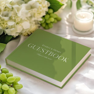 Minimalistische elegante Sage Green bruiloft Gastenboek