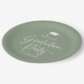 Minimalistische elegante Sage Green Graduation Par Papieren Bordje (Gekanteld)