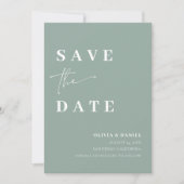 Minimalistische Elegante Sage Groene Foto Save the Kaart (Voorkant)