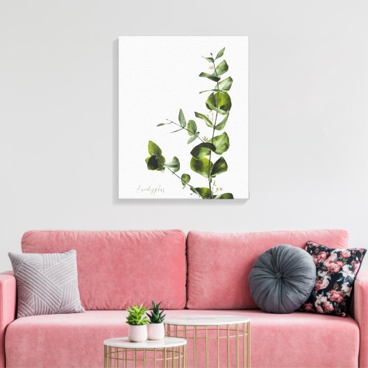 Minimalistische elegante salie eucalyptus canvas (Insitu (Woonkamer))