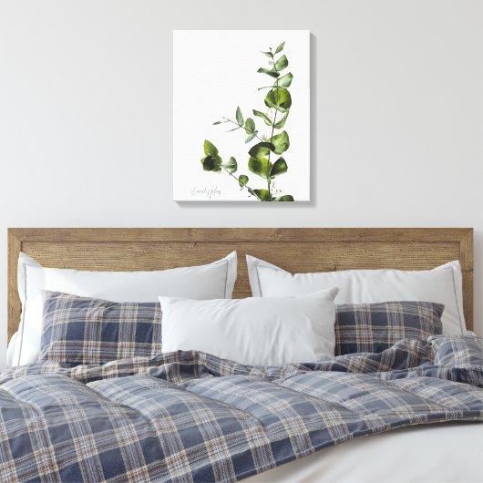 Minimalistische elegante salie eucalyptus canvas (Insitu (Slaapkamer))