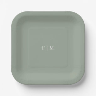 Minimalistische elegante salie groene bruiloft mon papieren bordje