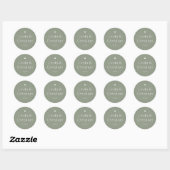 Minimalistische Elegante Salie Groene Bruiloft Ronde Sticker (Vel)