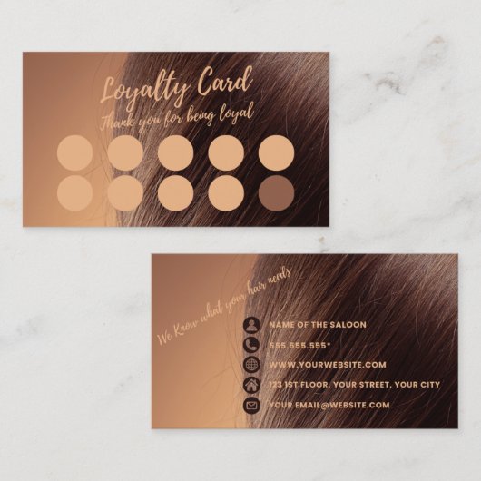 Minimalistische Elegante Salon & Barbershop Loyalt Klantenkaartje (Voorkant / Achterkant)