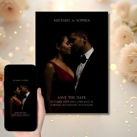 Minimalistische Elegante Save the Date Foto Zwarte