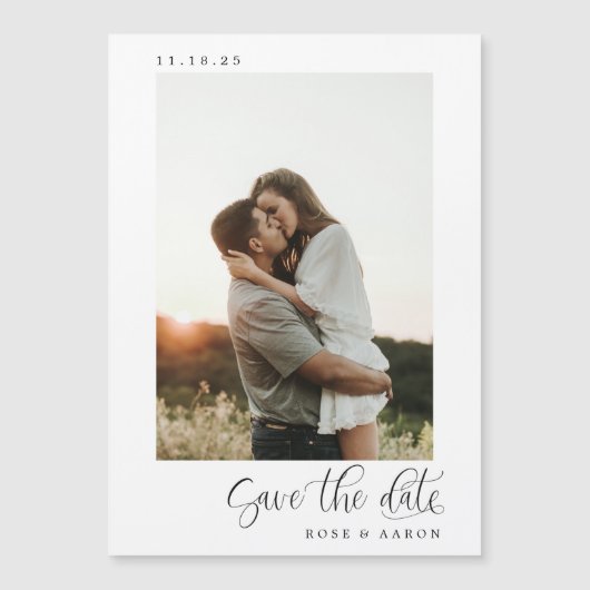 Minimalistische elegante Save the Date-magneet (Voorkant)