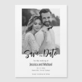 💍 Minimalistische Elegante 'Save the Date' met fo Magnetische Uitnodiging (Voorkant)