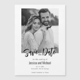 💍 Minimalistische Elegante 'Save the Date' met fo Magnetische Uitnodiging