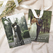 Minimalistische Elegante Script 2 Foto Huwelijk Bedankkaart