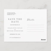 Minimalistische Elegante Script Bewaar de Datum Briefkaart (Achterkant)