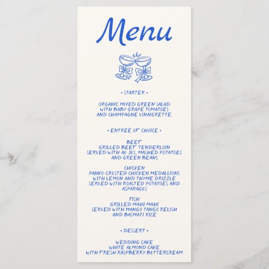 Minimalistische Elegante Script Bruiloftsmenu Menu (Voorkant)