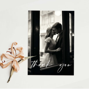 Minimalistische Elegante Script Foto Bedankkaart