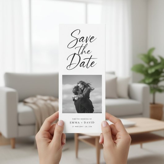 Minimalistische Elegante Script Foto Trouwdag Boek Save The Date