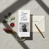 Minimalistische Elegante Script Foto Trouwdag Boek Save The Date