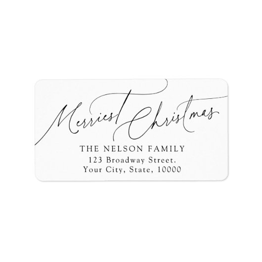 Minimalistische Elegante Script Kerst Retouradres Etiket (Voorkant)