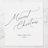 Minimalistische elegante script merriest kerstmis wijn etiket (Enkel label)