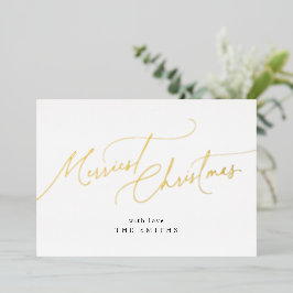 Minimalistische elegante script Merry Christmas Folie Feestdagenkaart