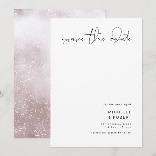 Minimalistische Elegante Script Roze Goud Bewaar D Kaart (Voorkant / Achterkant)