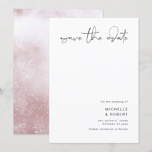 Minimalistische Elegante Script Roze Goud Bewaar D Kaart