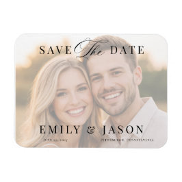 Minimalistische Elegante Script Save the Date Kaar Magneet