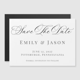 Minimalistische Elegante Script Save the Date Kaar Magnetische Uitnodiging