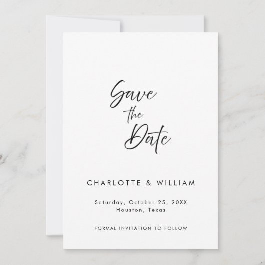 Minimalistische Elegante Script | Trouwen Save The Date (Voorkant)
