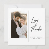 Minimalistische Elegante Script Trouwfoto Bedankkaart (Voorkant)