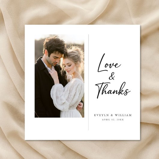 Minimalistische Elegante Script Trouwfoto Bedankkaart