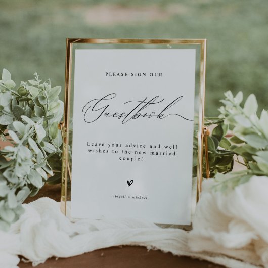Minimalistische Elegante Script Trouwgastenboek Poster