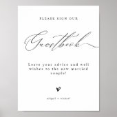 Minimalistische Elegante Script Trouwgastenboek Poster (Voorkant)