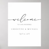 Minimalistische Elegante Script Welkom Trouwbord Poster (Voorkant)