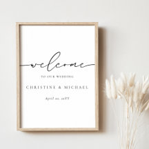 Minimalistische Elegante Script Welkom Trouwbord