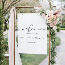 Minimalistische Elegante Script Welkom Trouwkaart Poster