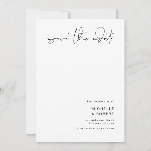Minimalistische Elegante Script Zilver Save The Da Kaart (Voorkant)