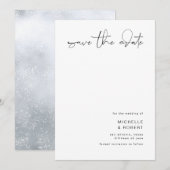 Minimalistische Elegante Script Zilver Save The Da Kaart (Voorkant / Achterkant)