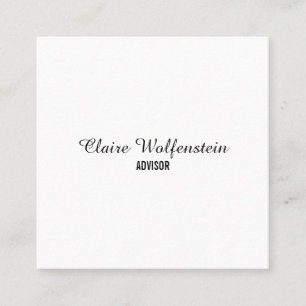 Minimalistische Elegante Script Zwart en Wit Vierkante Visitekaartje