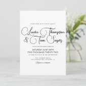 Minimalistische Elegante Script Zwart Wit Chic Tro Kaart (Staand voorkant)