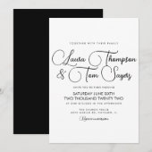Minimalistische Elegante Script Zwart Wit Chic Tro Kaart (Voorkant / Achterkant)