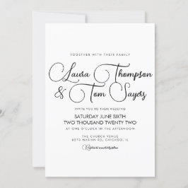 Minimalistische Elegante Script Zwart Wit Chic Tro Kaart