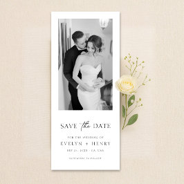 Minimalistische Elegante Script Zwart-wit Foto Save The Date