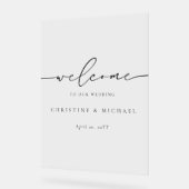 Minimalistische Elegante Scriptie Welkom Bruiloft Acryl Bord (Hoek)