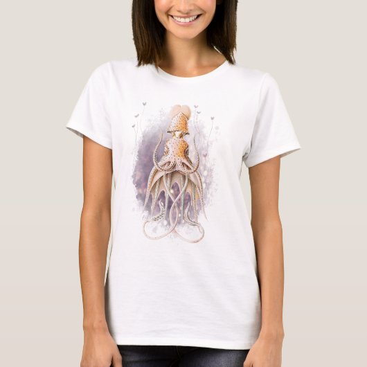 Minimalistische & Elegante Squid Art Wit T-shirt (Voorkant)