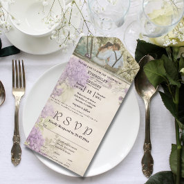 Minimalistische Elegante  Stijl Lila Foto All In One Uitnodiging