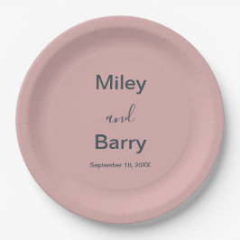 Minimalistische Elegante Stof Roze Bruiloft Papieren Bordje