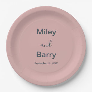 Minimalistische Elegante Stof Roze Bruiloft Papieren Bordje