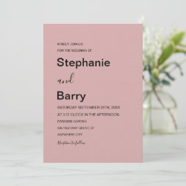 Minimalistische Elegante Stof Roze Huwelijk Kaart